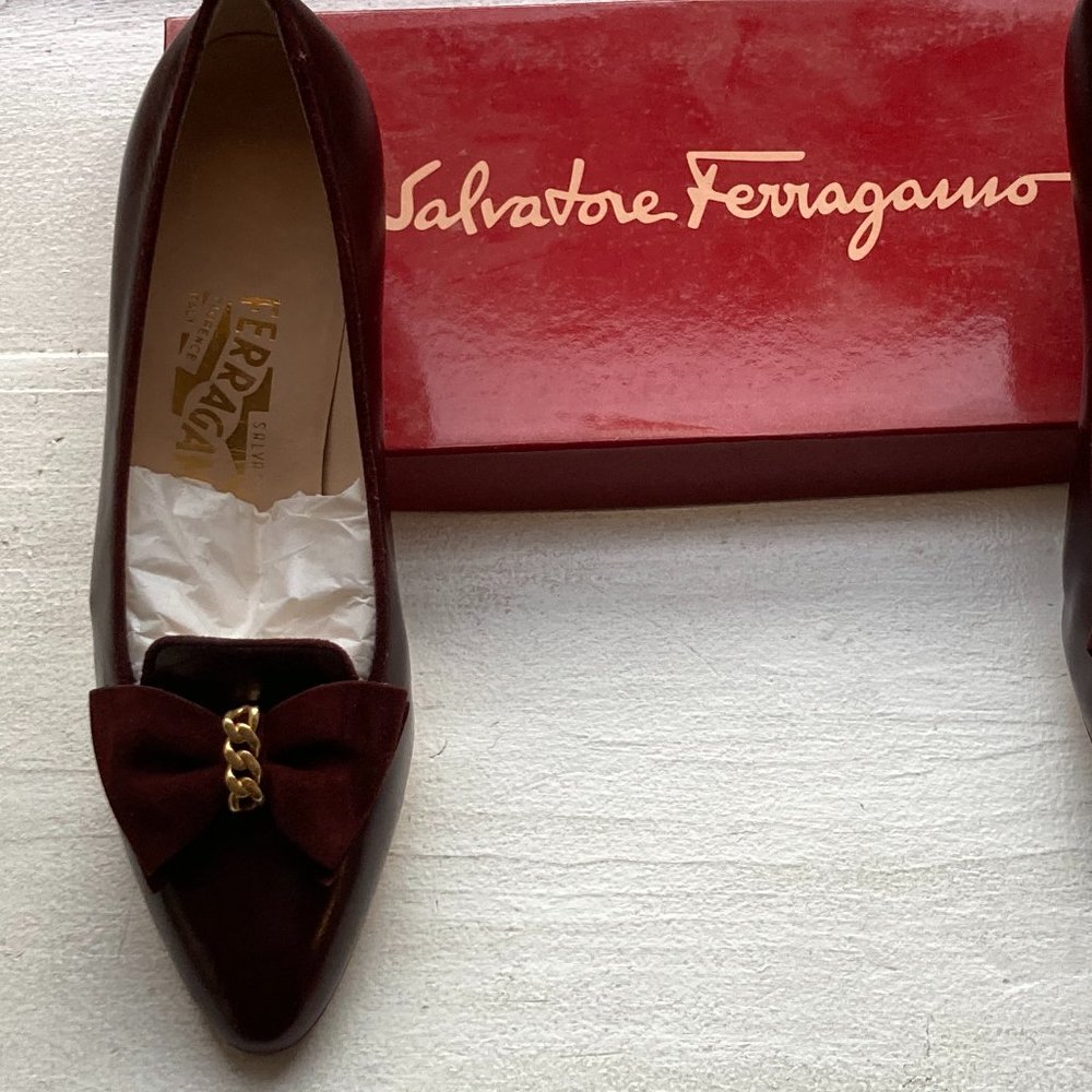 Salvatore Ferragamo  Bordeaux Calf/Suede Pumps